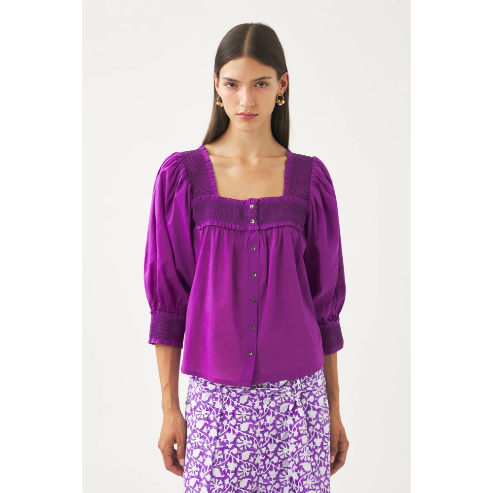 Antik batik Perrine stromende blouse Purple Dames