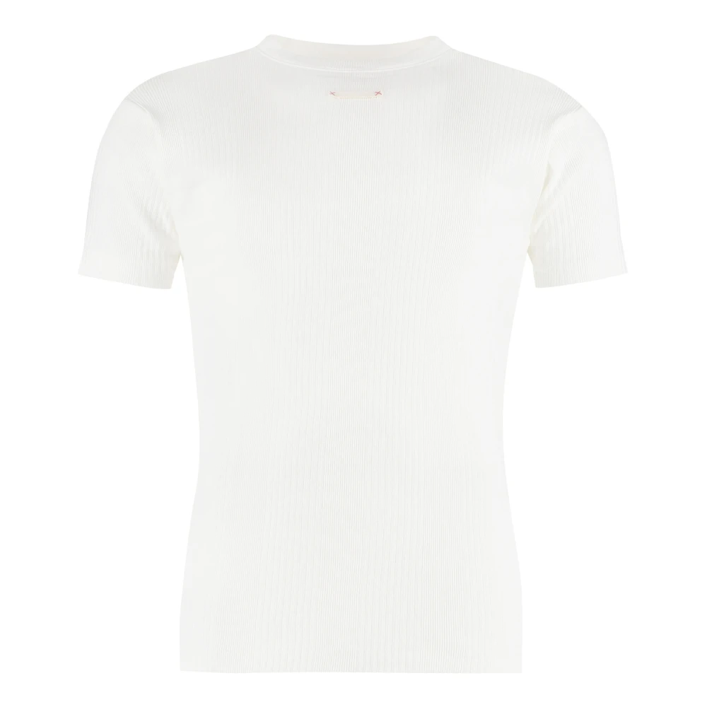 Maison Margiela Geribbelde Katoenen Gebreide T-shirt White Heren