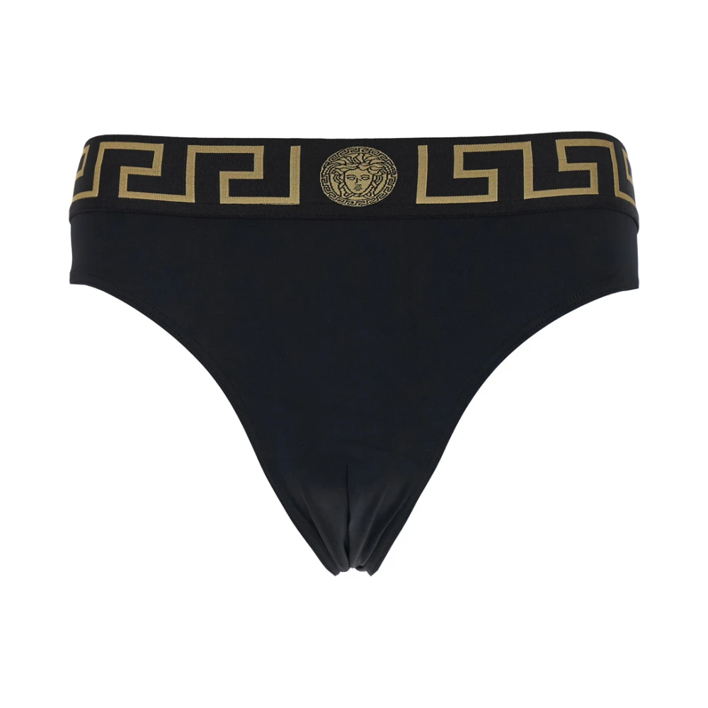 Versace Zwart Zeekleding Iconische Greca Slip Black Heren