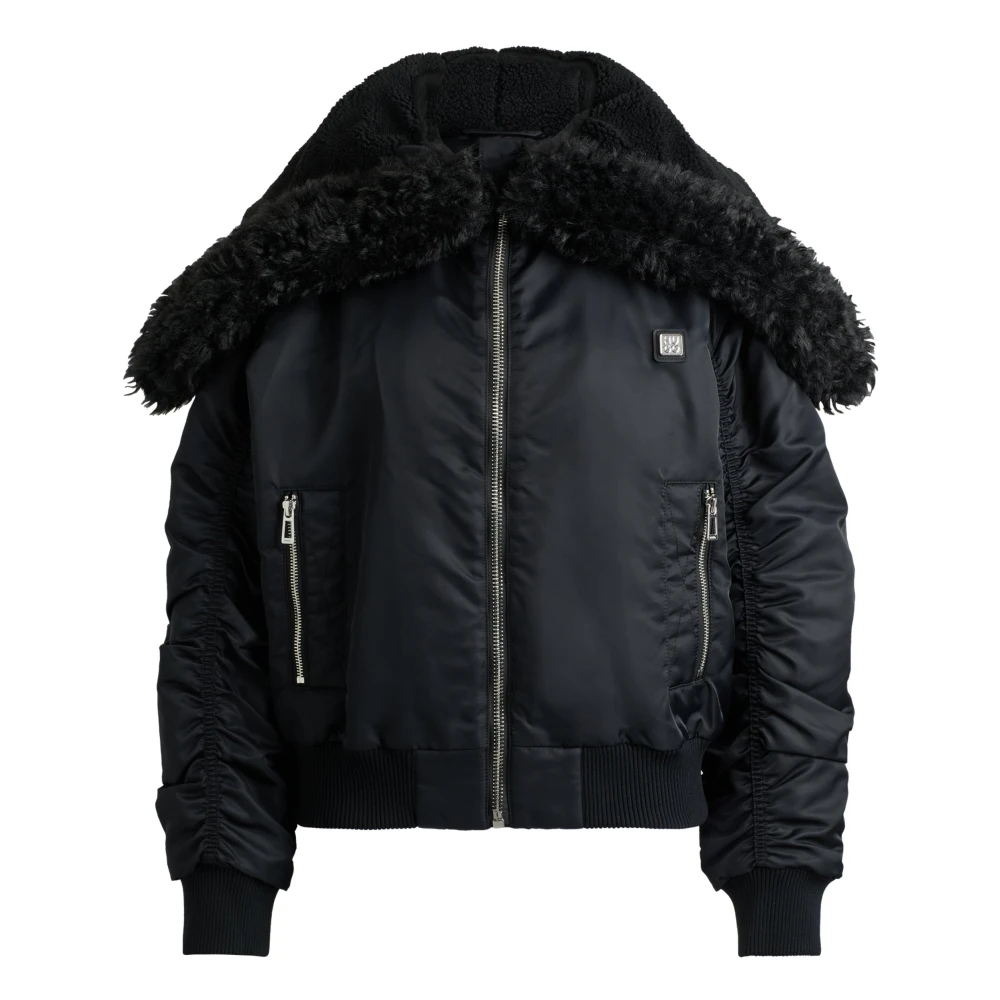 Hugo Boss Waterafstotende bomberjack met teddy capuchon Black Dames