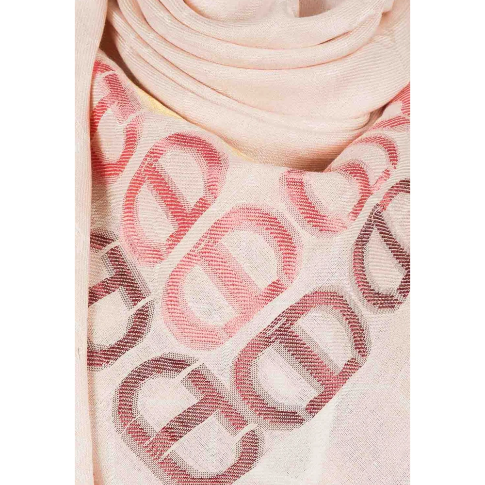 Twinset Jacquard Logo Sjaal Parisienne Stijl Pink Dames