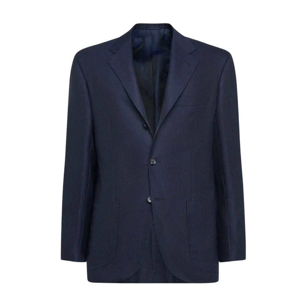 Kiton Navy Blauwe Kasjmier Jas Blue Heren