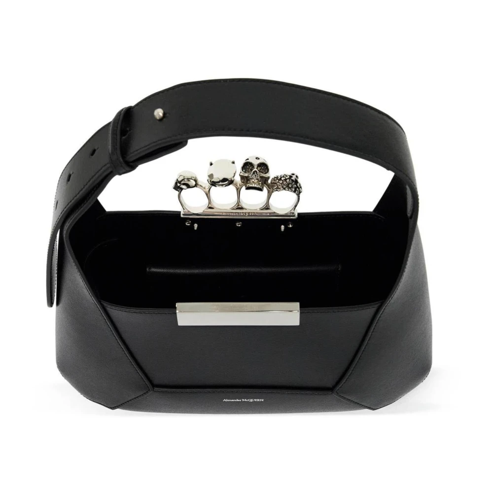 alexander mcqueen Luxe leren handtas met magnetische sluiting Black Dames