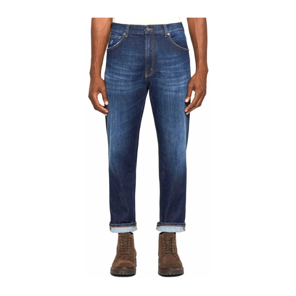 Dondup Losse Pasvorm Blauwe Stretch Denim Jeans Blue Heren