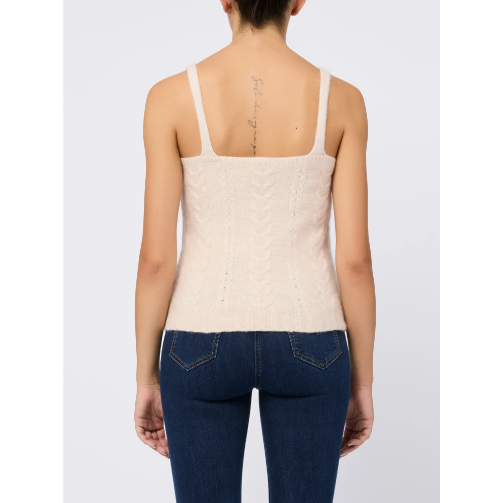 Kangra Beige Trui V-Hals Mouwloos Vrouwen Beige Dames