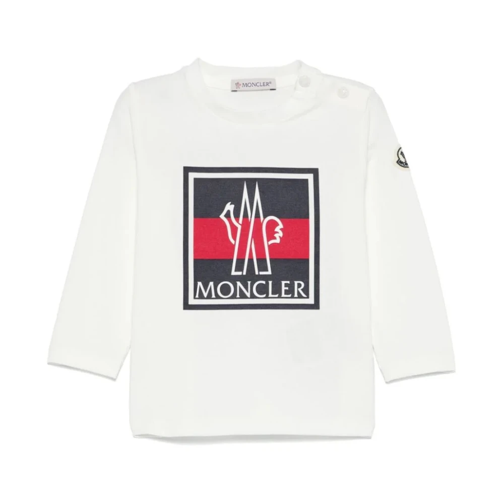 Moncler Barn Vit T-shirt med Logotyptryck White, Unisex