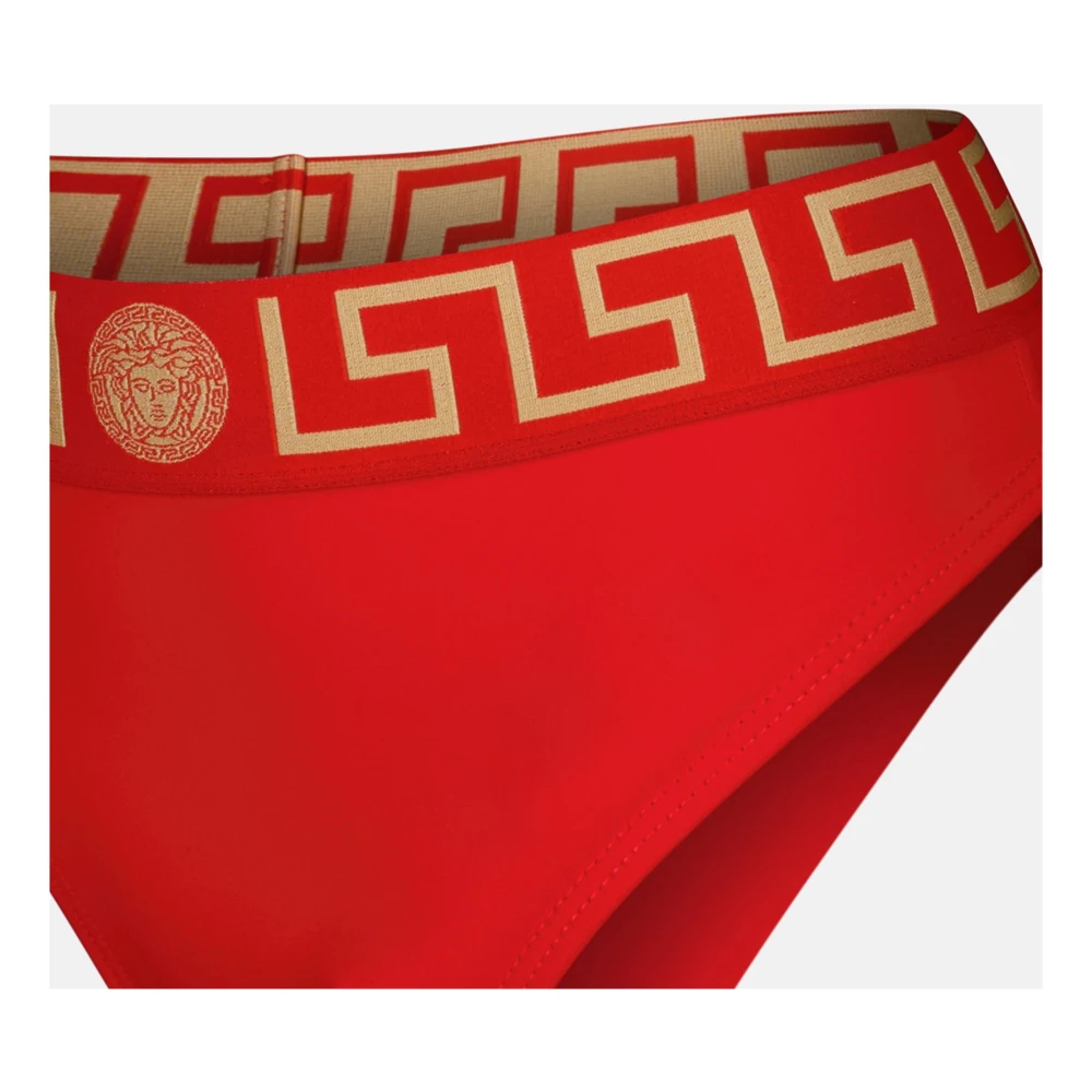 Versace Hoog getailleerde Bikini Broek met Elegant Rood Ontwerp Red Dames
