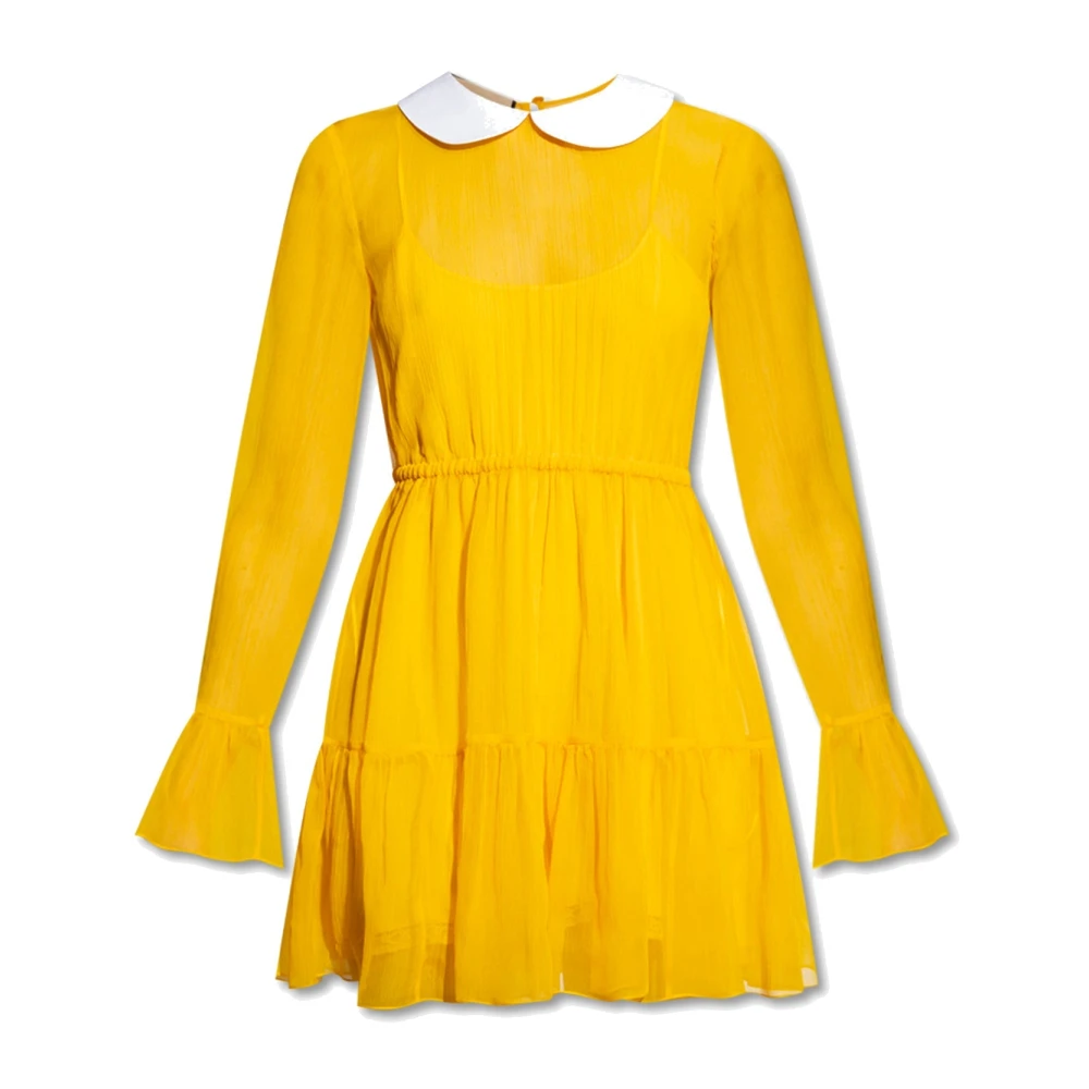 Gucci Zijden chiffon jurk met lange mouwen Yellow Dames