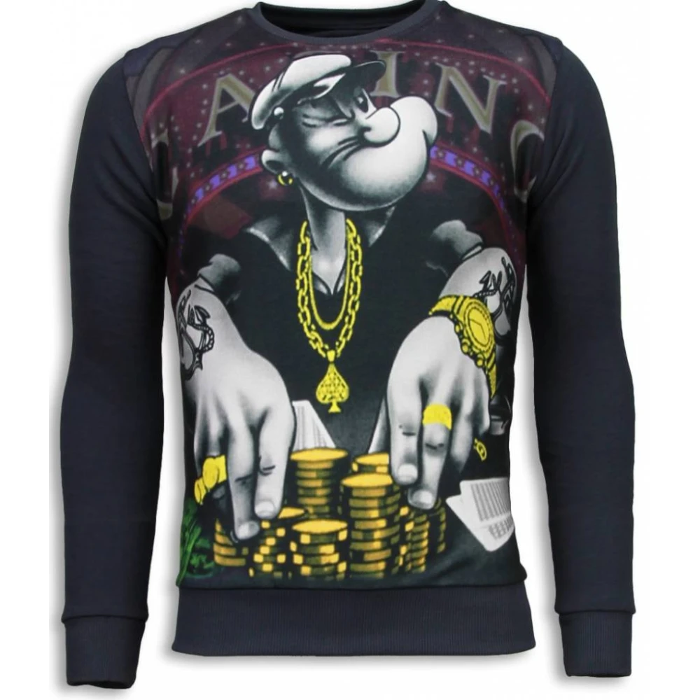 Local Fanatic Casino Popeye Sweater - Tryck På Tröja - 5794G Gray, Herr