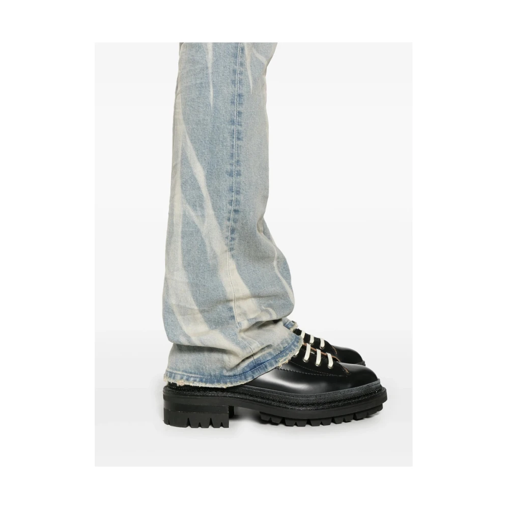Purple Brand Blauwe Jeans met Knoopsluiting en Whiskering Blue Heren