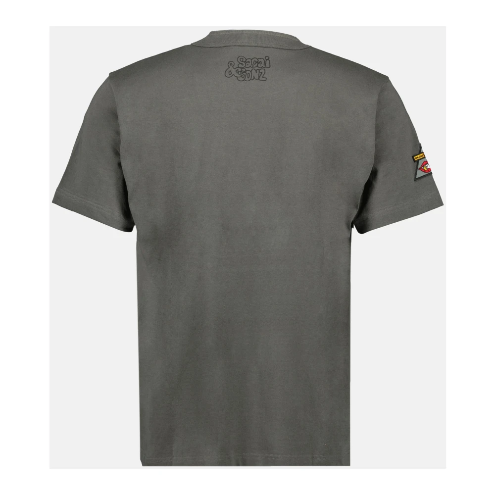 Sacai Logo T-shirt Wit Ronde Hals Korte Mouw Green Heren