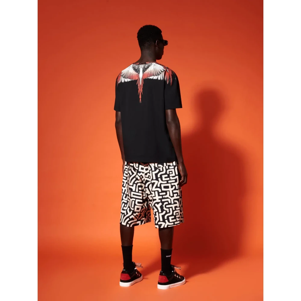 Marcelo Burlon Icon Wings T-shirt Zwart Koraalrood Black Heren