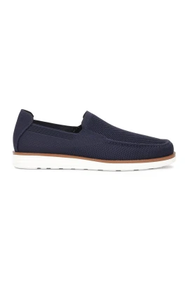 Marinblå slip-on skor i stretchmaterial