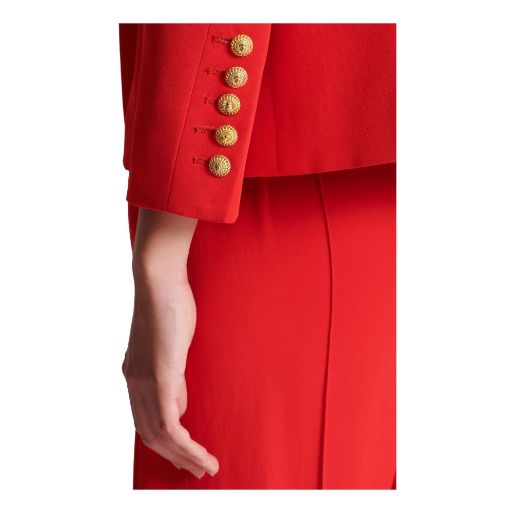 Balmain Geknipt krepe-jasje met gestructureerde schouders Red Dames
