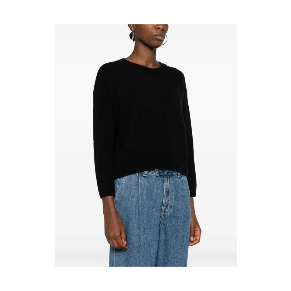 Herno Zwarte Alpaca Wolmix Gebreide Trui Black Dames