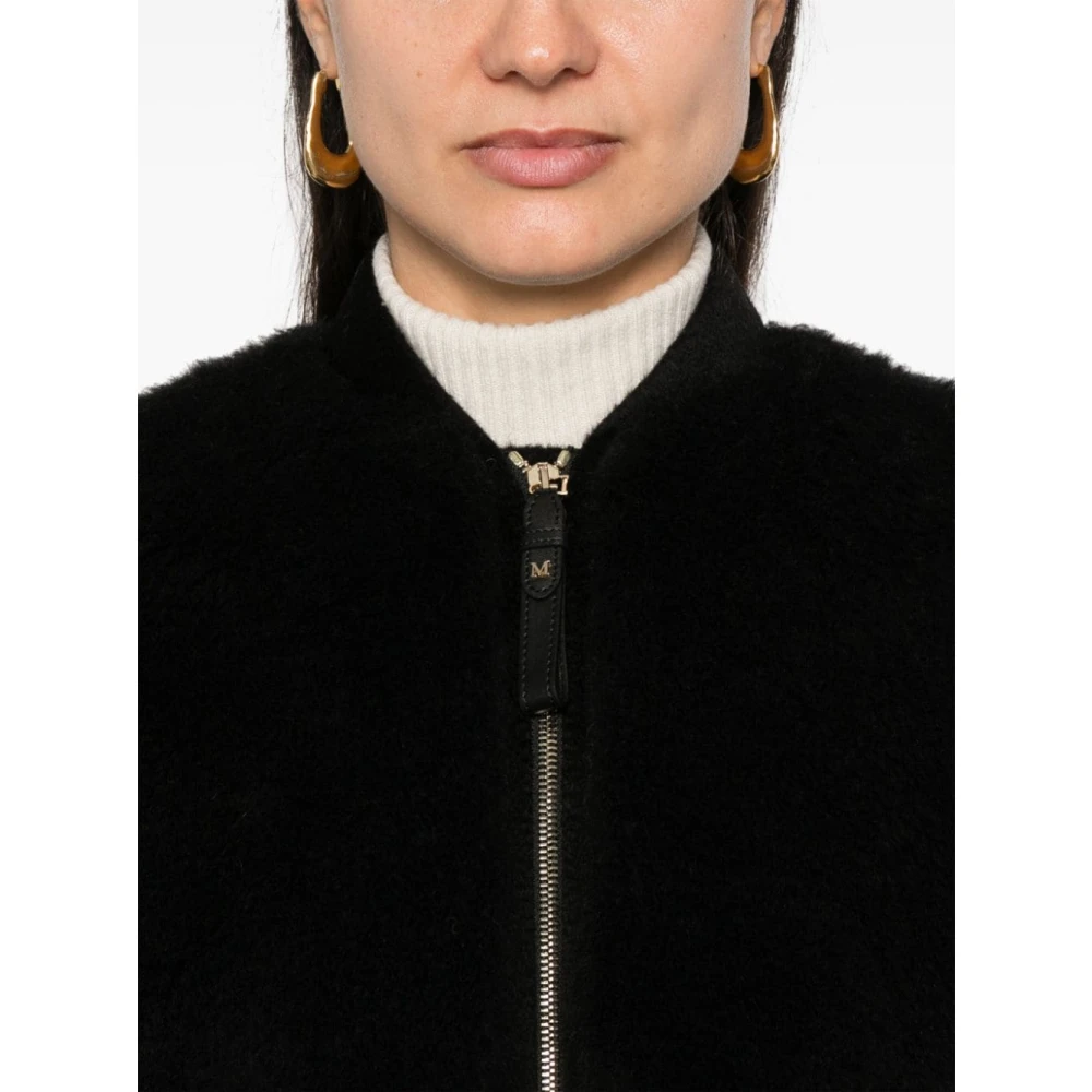 Max Mara Zwarte Teddy Bomberjack Black Dames