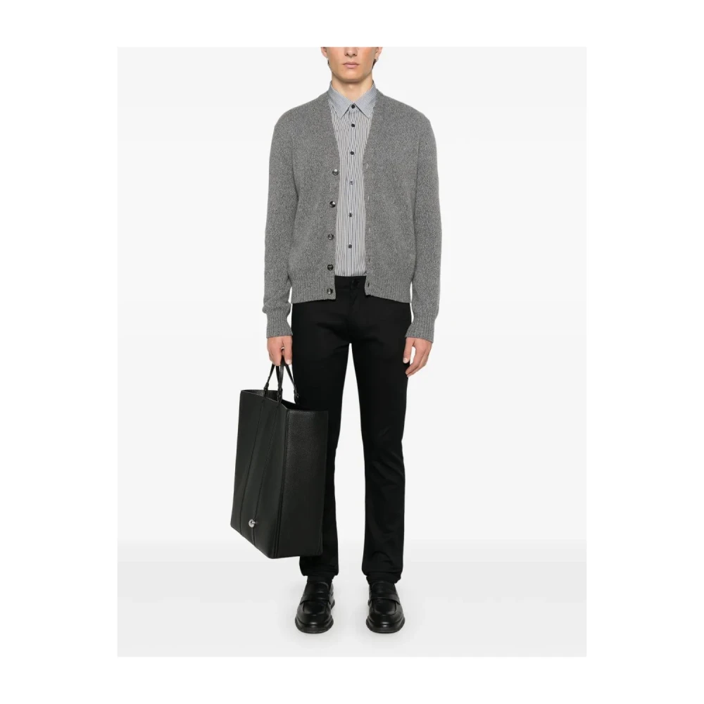 Emporio Armani Casual Katoenen Overhemd voor Mannen Gray Heren