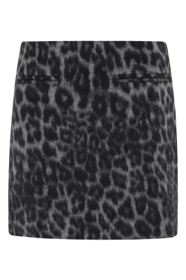 Leopardmönstrad Ull Minikjol