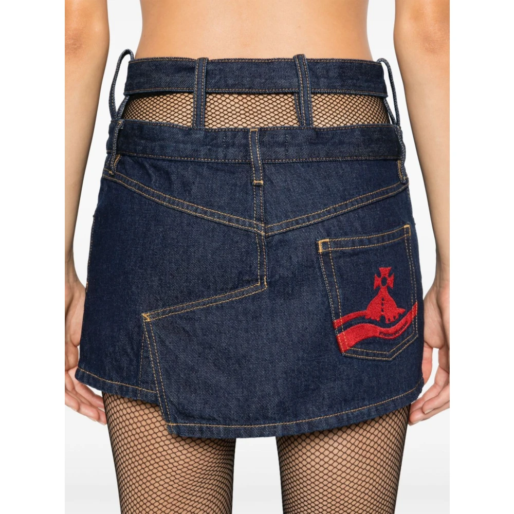 Vivienne Westwood Blauwe Denim Rok met Contraststiksels Blue Dames