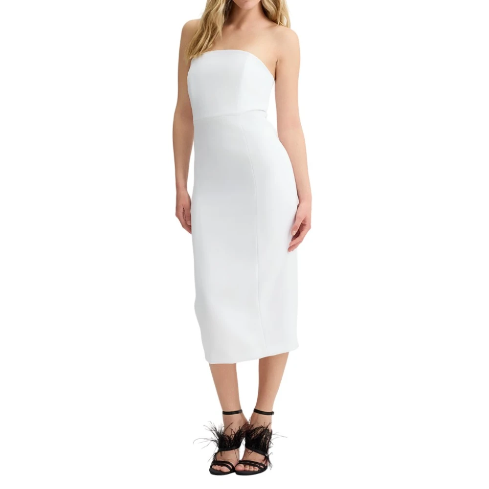 Liu Jo Women's White Midi Dresses, M, Off-Shoulder Sheath Dress