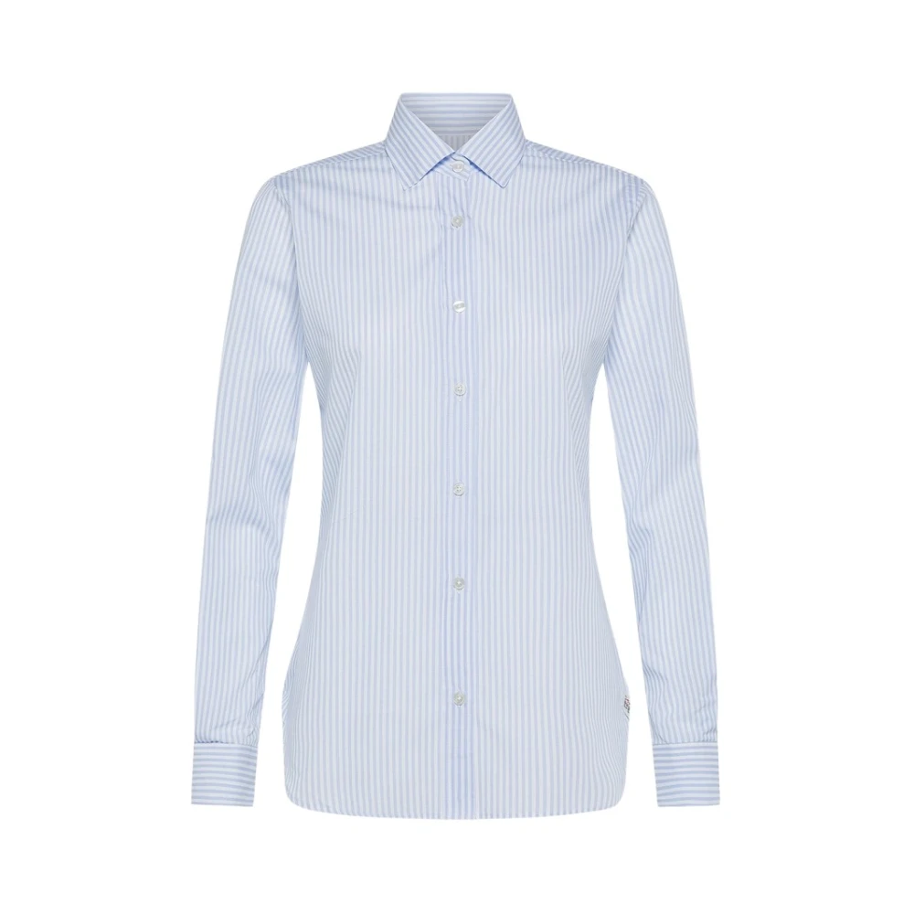 Peuterey Slim Fit Gestreept Katoenen Overhemd Blue Dames
