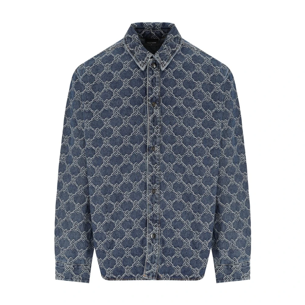 Daily Paper Blauwe Jacquard Shield Overhemd Jas Blue Heren