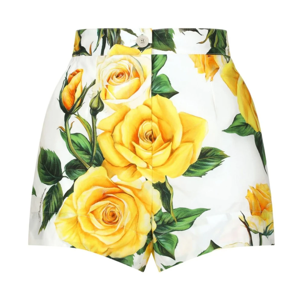 Dolce & Gabbana Shorts met Rozenprint en Hoge Taille Multicolor Dames