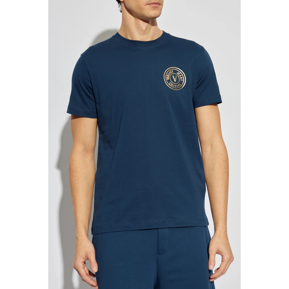 Versace Jeans Couture T-shirt met bedrukt logo Blue Heren