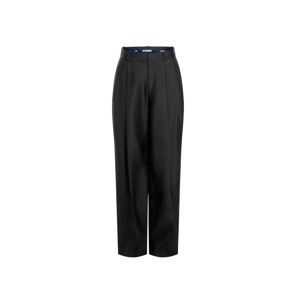 Jacquemus Zwarte Flared Zijde Wollen Broek Black Dames