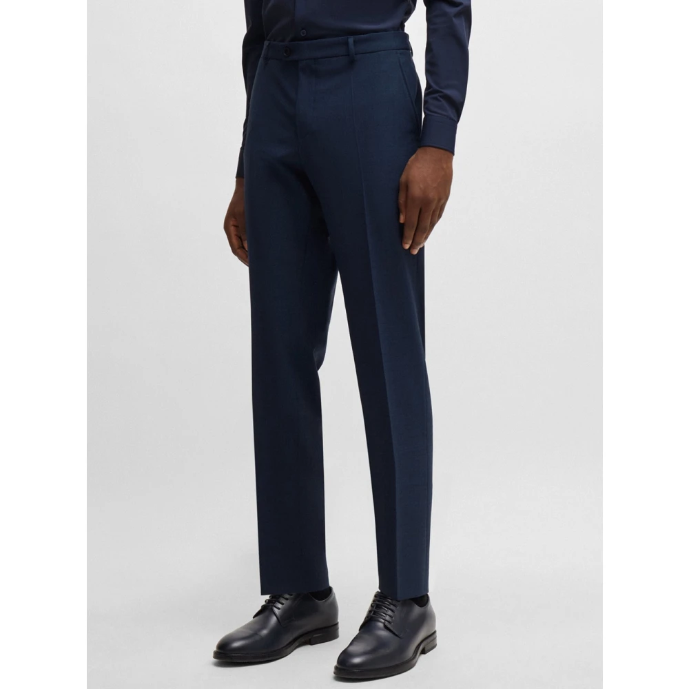 Hugo Boss Blauw Wolmix Slim Fit Pak Blue Heren