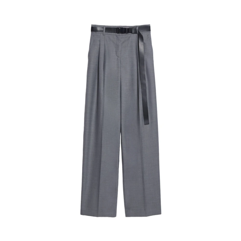 Max Mara Studio Wide Trousers, Female, 2XS, Wide Trousers Gray