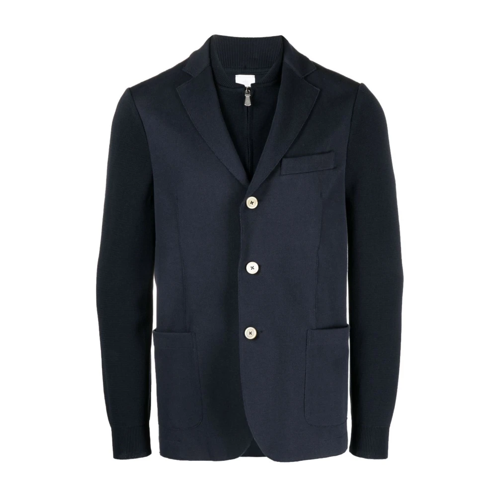 Eleventy Blauwe Baseball Kraag Jas Blue Heren