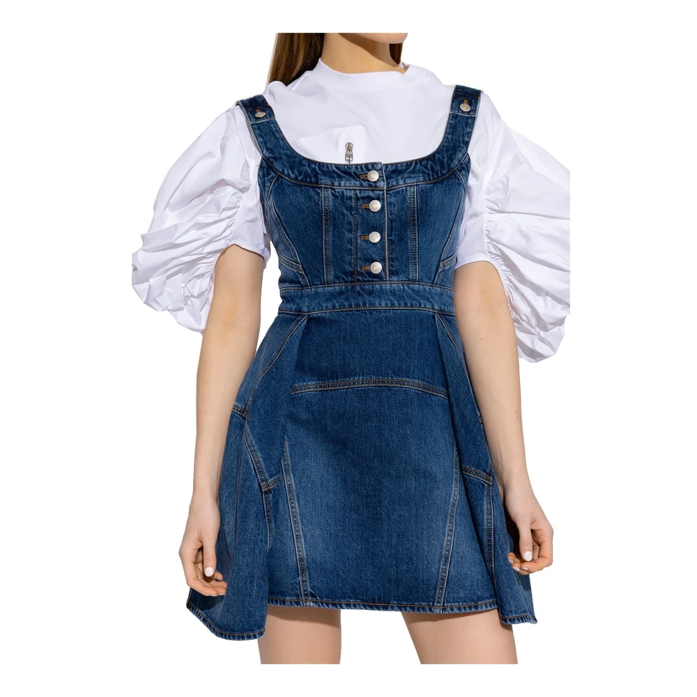 alexander mcqueen Denim Mini Jurk met Logo Detail Blue Dames