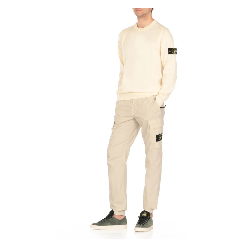 Stone Island Beige Cargo Broek Elastische Taille Zakken Beige Heren