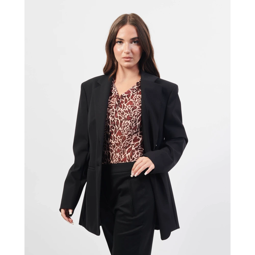 Hugo Boss Zwarte Lange Jas Jizena Black Dames