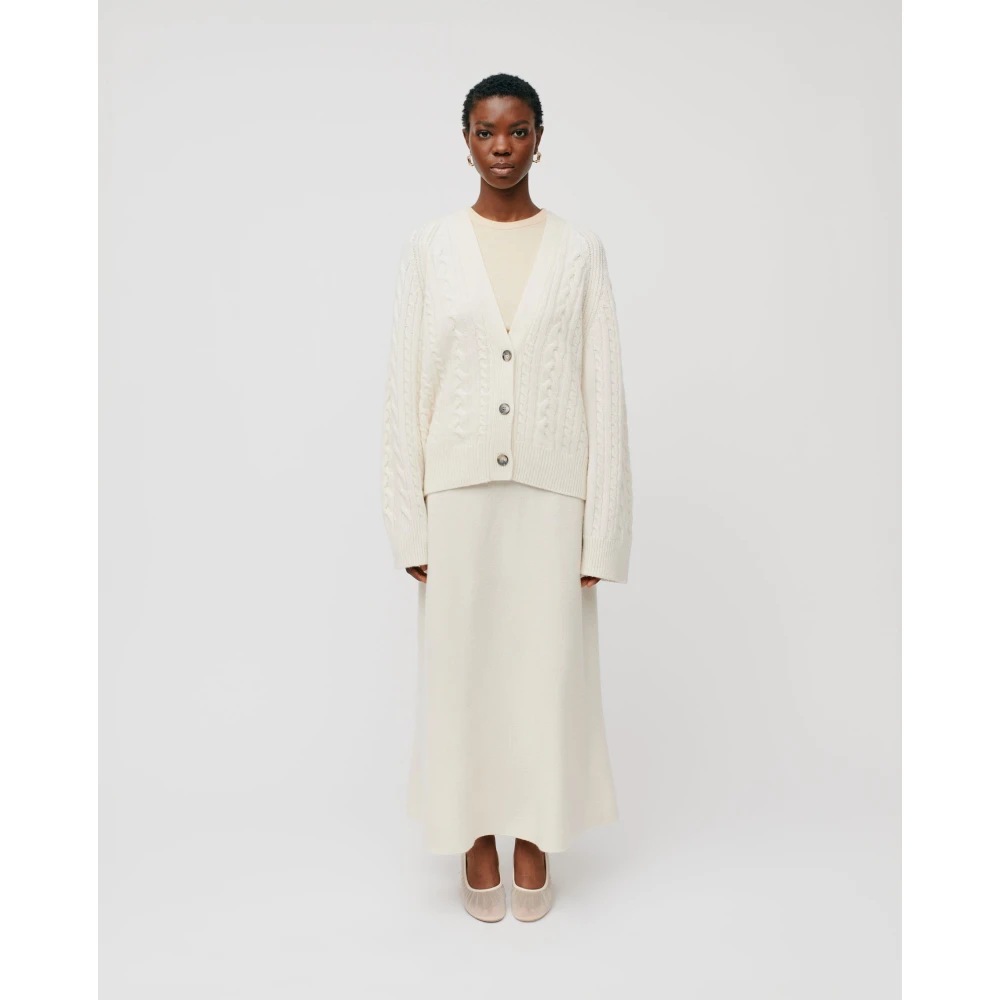 IVY OAK Kabelgebreide V-hals Vest White Dames