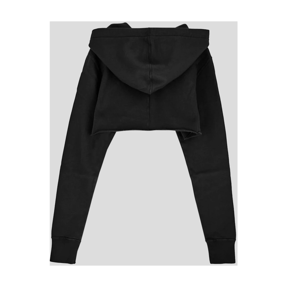 Rick Owens Katoenen Cropped Hoodie Black Dames