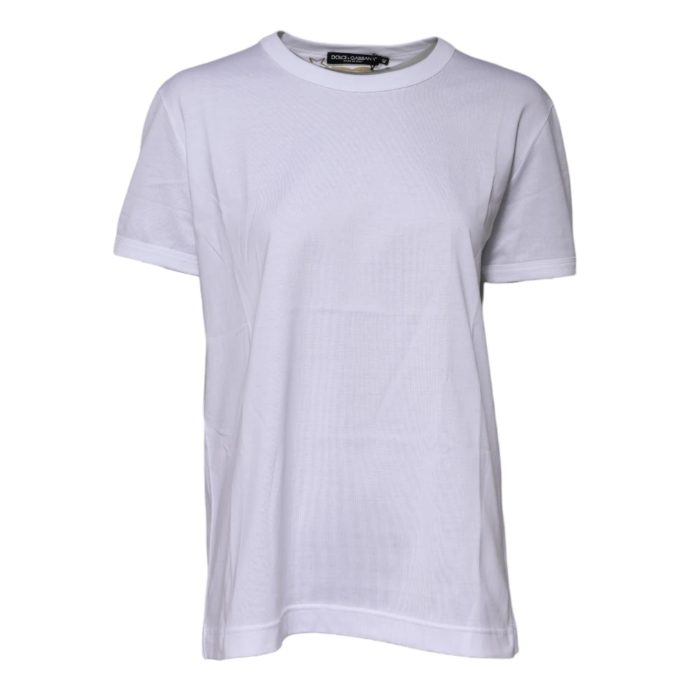 Dolce & Gabbana Women's White Cotton Goodluck Crew Neck T-Shirt