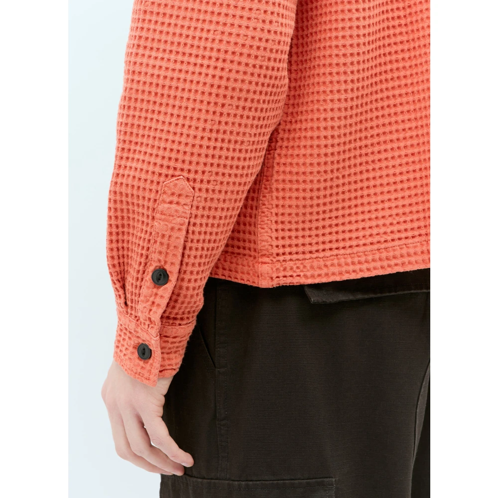 Brain Dead Wafelknit Knoopshirt Orange Heren