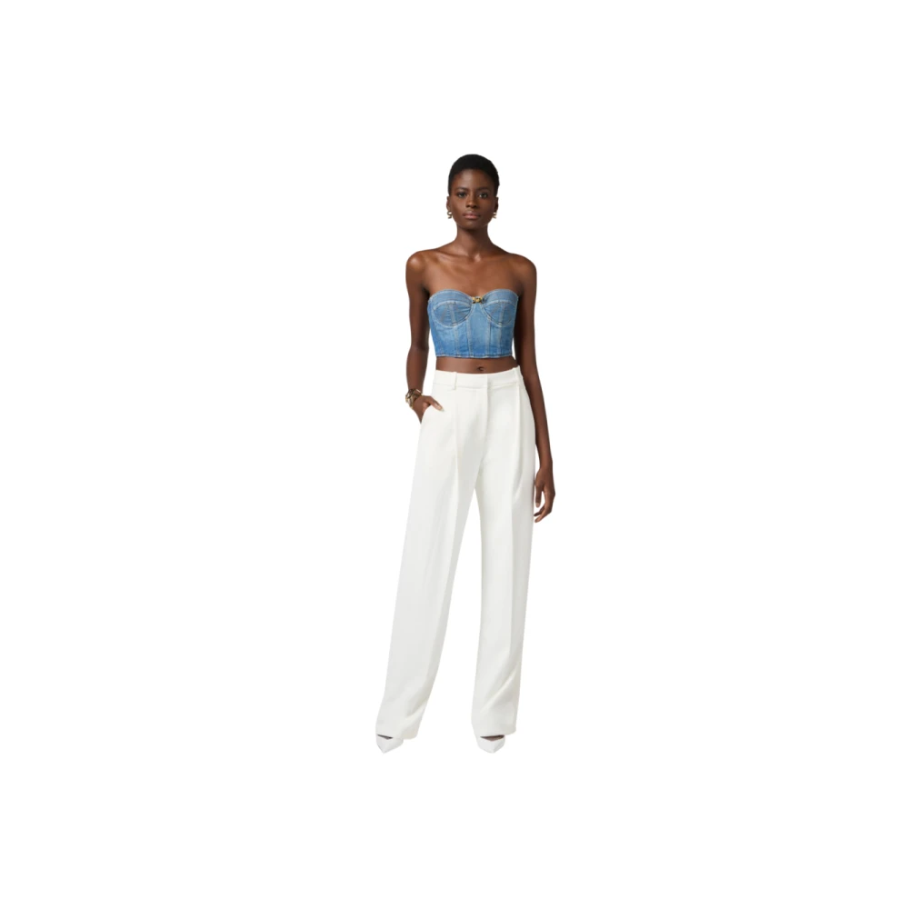 Elisabetta Franchi Ivoor Broek met Stretch Crêpe White Dames
