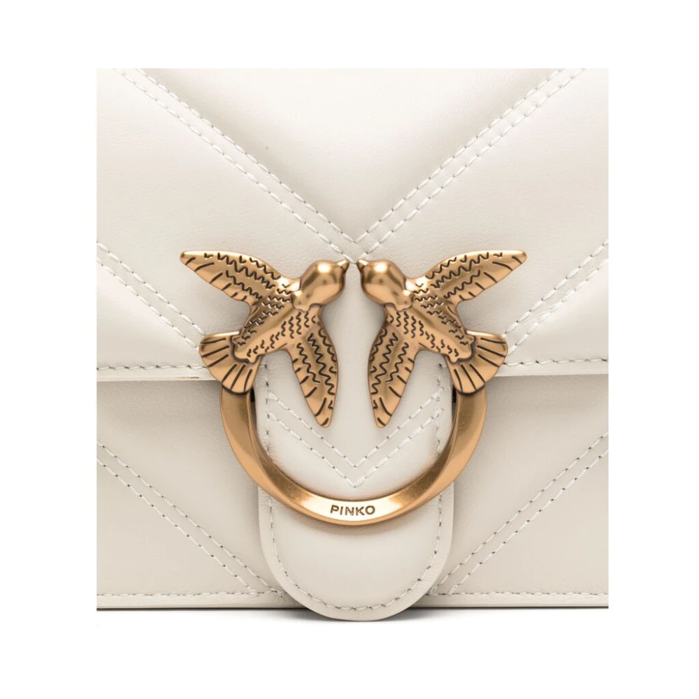 pinko Witte Leren Schoudertas met Ketting White Dames