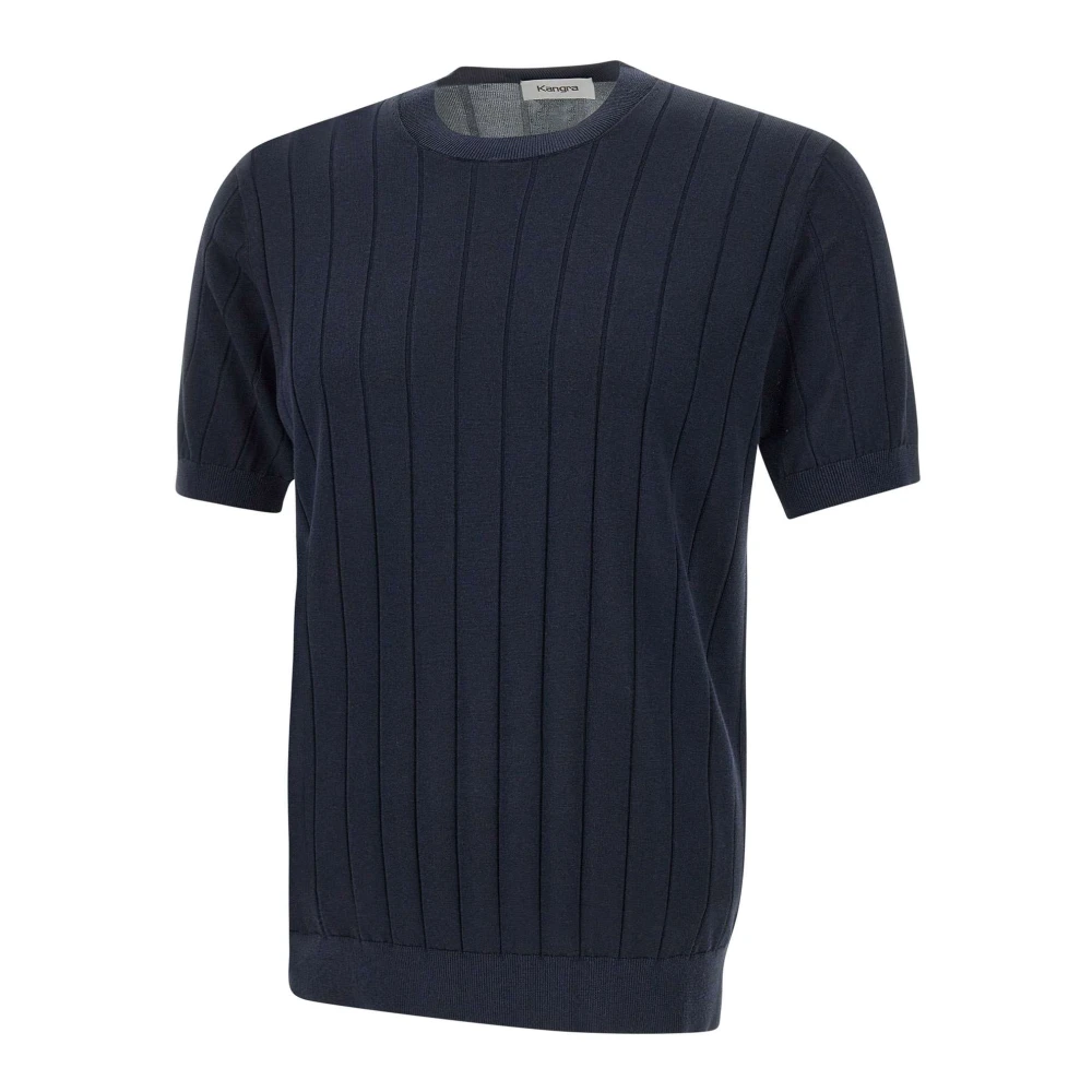 Kangra Men's Blue Round-Neck Knitwear, 2XL, Ribbed Crew-Neck T-Shirt