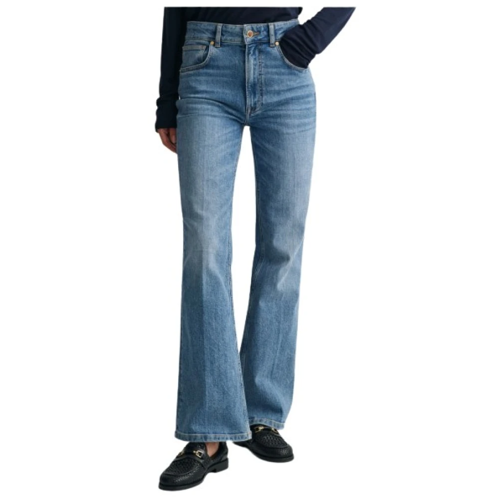 Gant Hoge Taille Flare Jeans Blue Dames