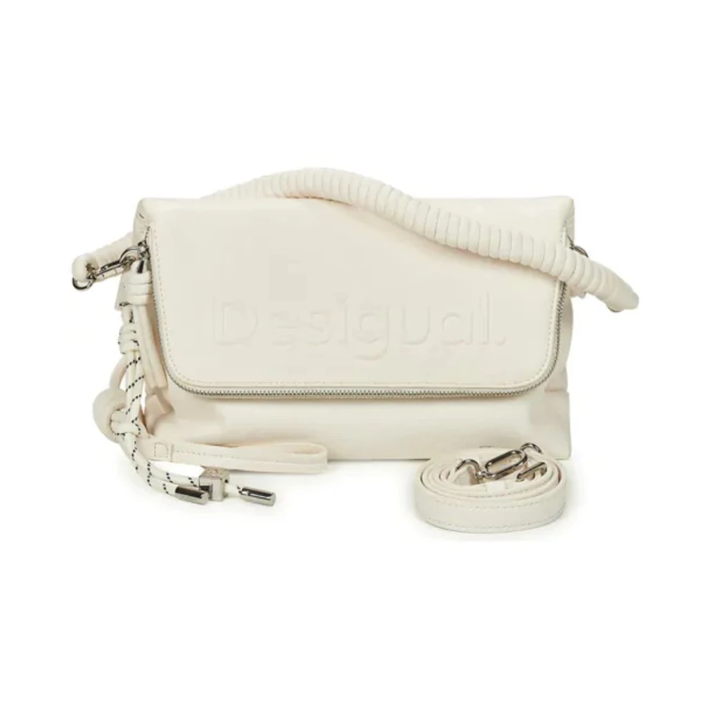 Desigual Stijlvolle Schoudertas met Ritssluiting White Dames