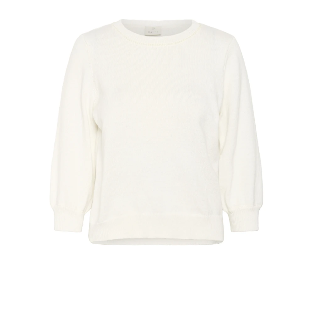 Kaffe Mjuk Stickad Pullover Tröja White, Dam