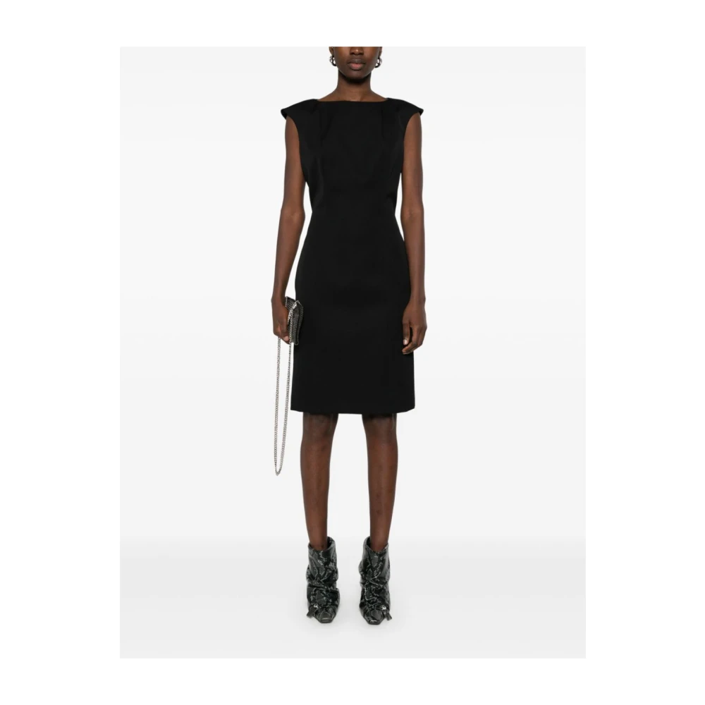 alexander mcqueen Zwarte Wollen Mouwloze Jurk Black Dames