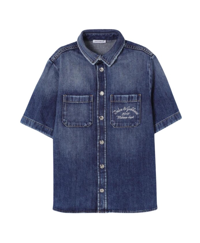 embroidered-logo-denim-shirt