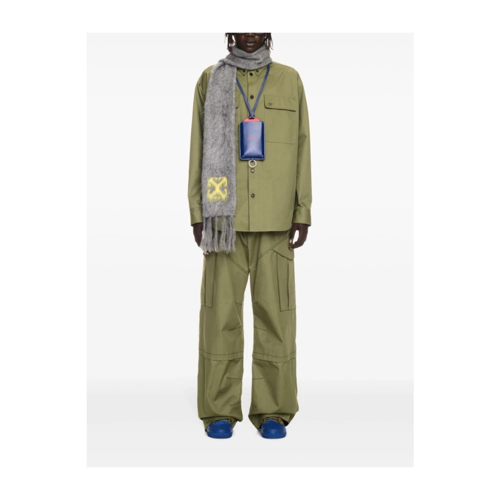 Off White Groene Geborduurde Logo Cargo Broek Green Heren