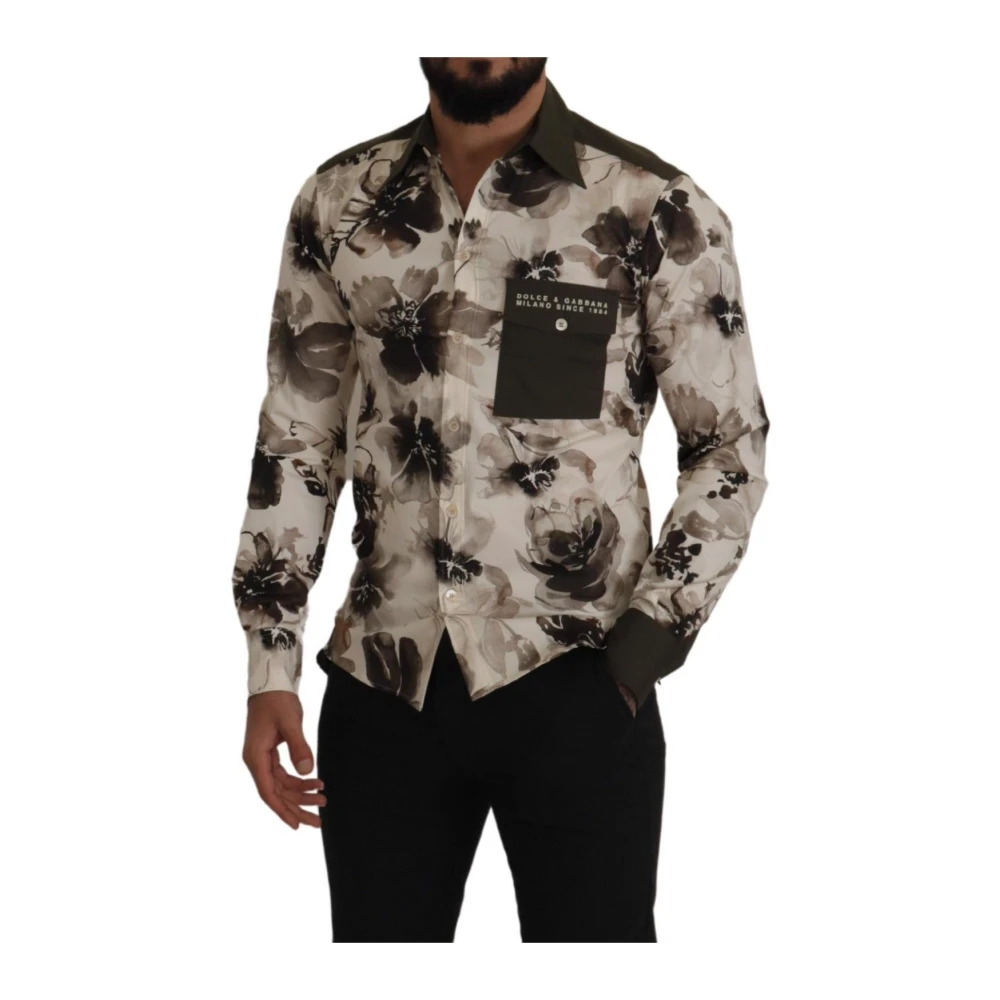 Dolce & Gabbana Groen Bloemenprint Katoenen Overhemd Multicolor Heren