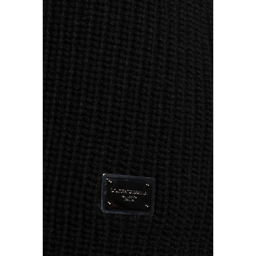 Dolce & Gabbana Wollen trui met brede kraag Black Heren